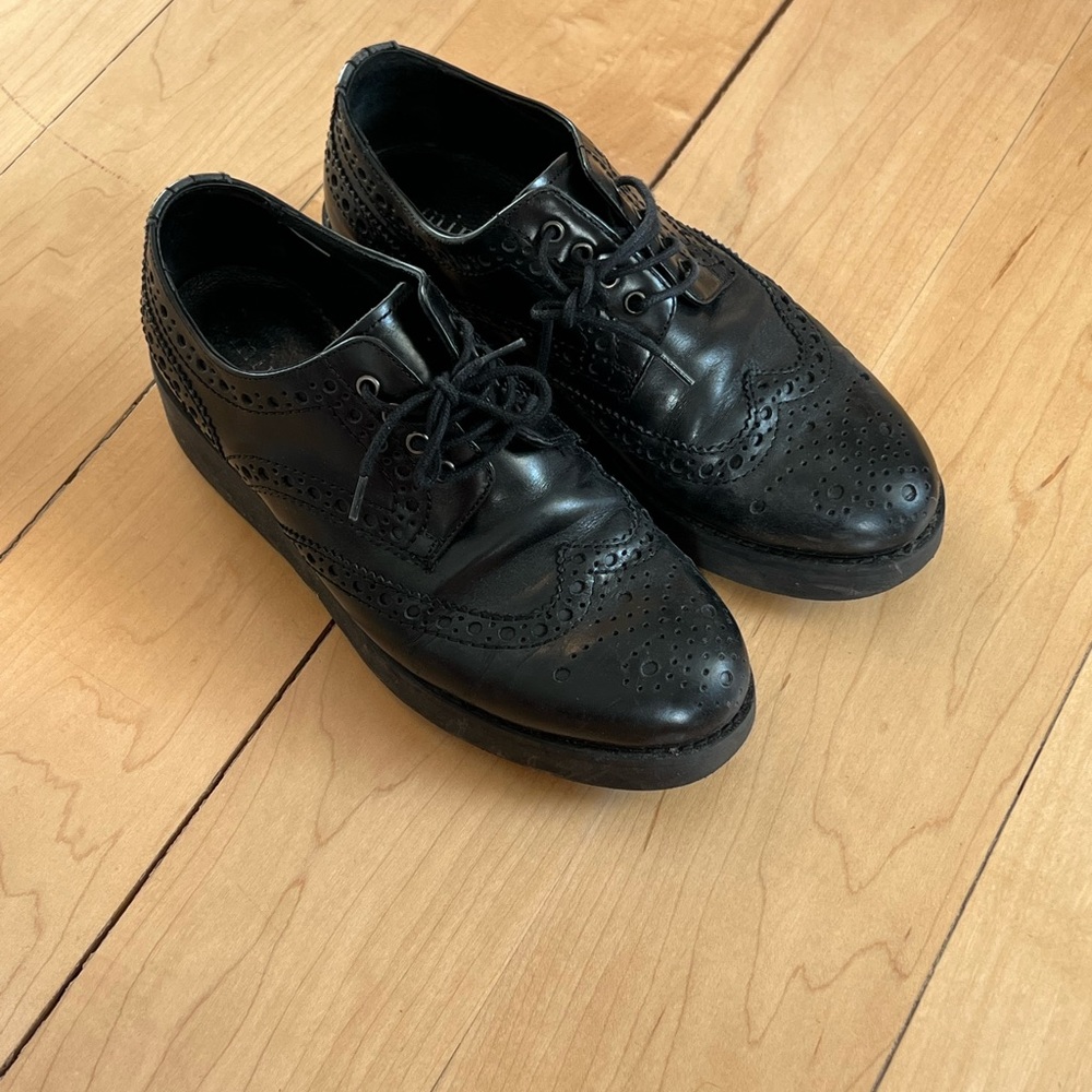 Minelli black platform derby oxfords